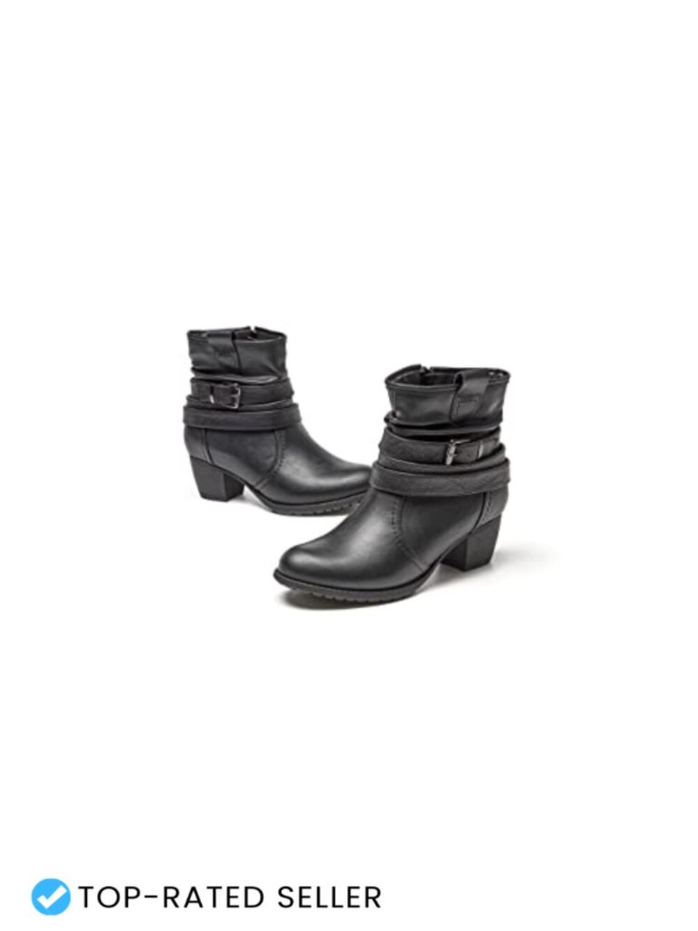 VJH Confort Women's Mid Calf Boots Round Toe Low Heel Slouchy Faux Suede